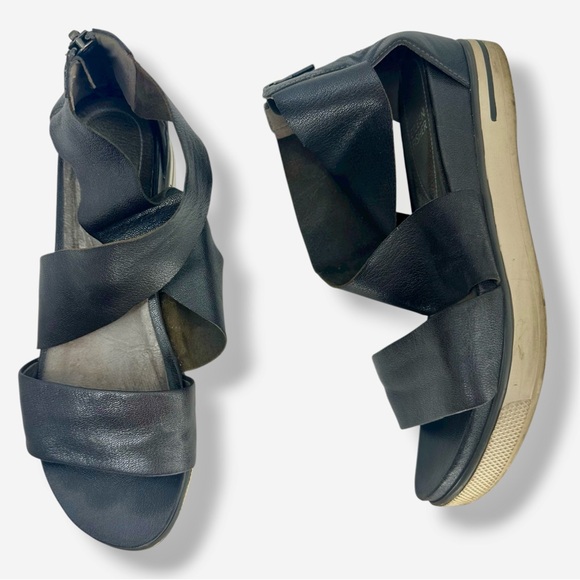 Eileen Fisher Sport Leather Metallic Sandals Sneakers - Picture 1 of 9